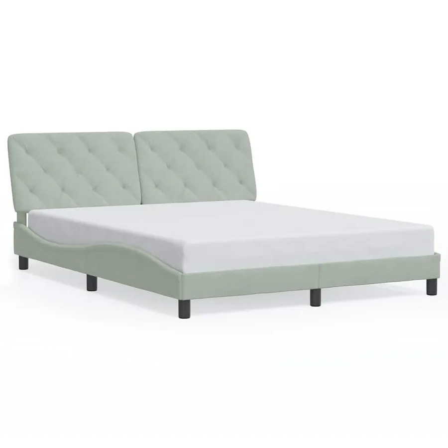 Cadre de lit sans matelas gris clair 160x200 cm velours - 2