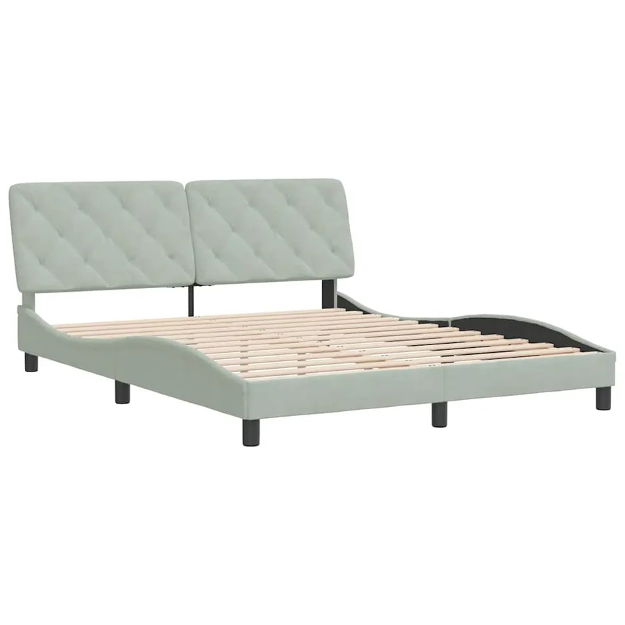 Cadre de lit sans matelas gris clair 160x200 cm velours - 3