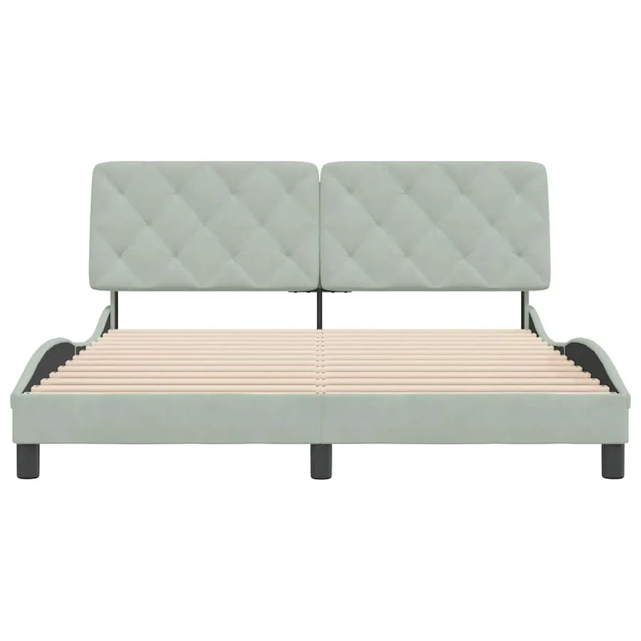 Cadre de lit sans matelas gris clair 160x200 cm velours - 5