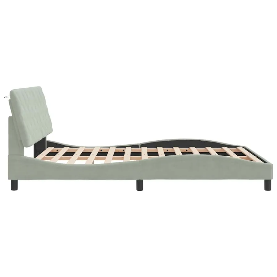 Cadre de lit sans matelas gris clair 160x200 cm velours - 6