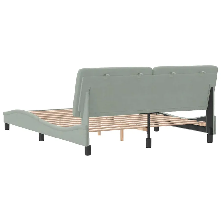 Cadre de lit sans matelas gris clair 160x200 cm velours - 7