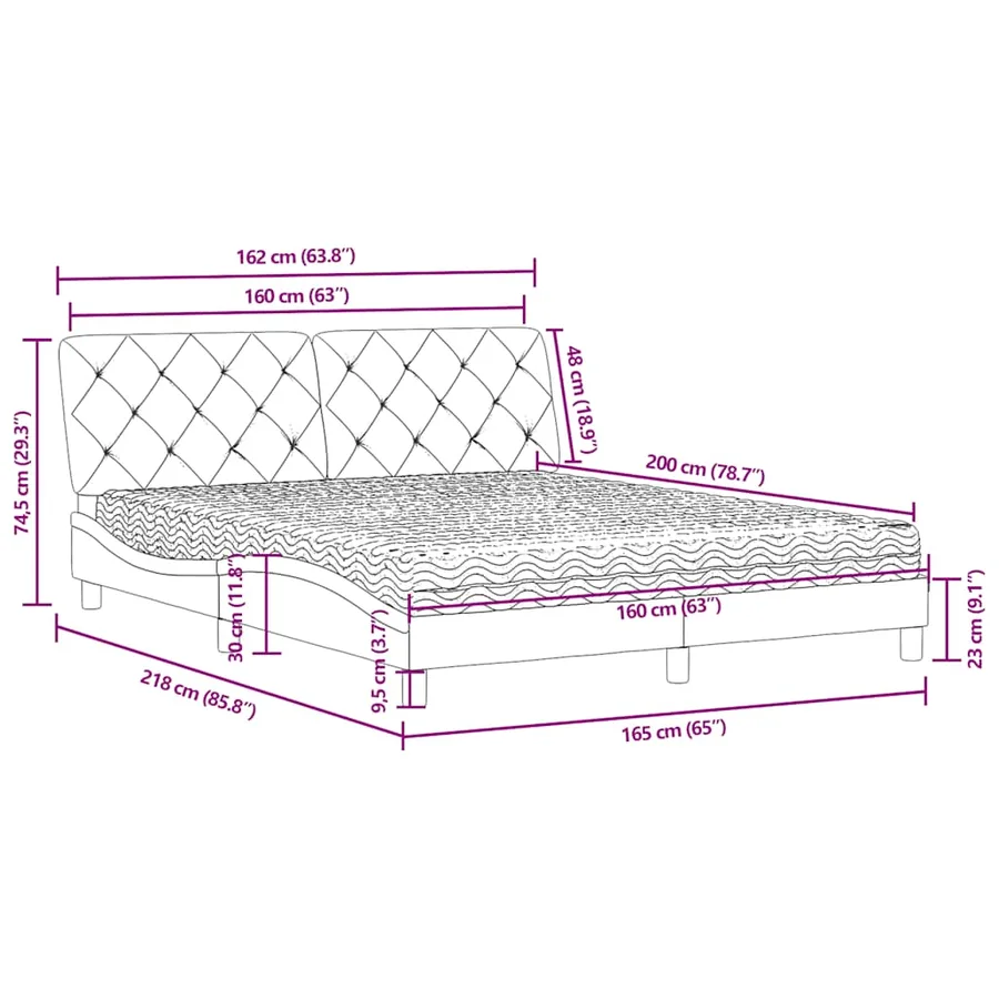 Lit avec matelas vert foncé 160x200 cm velours - 11