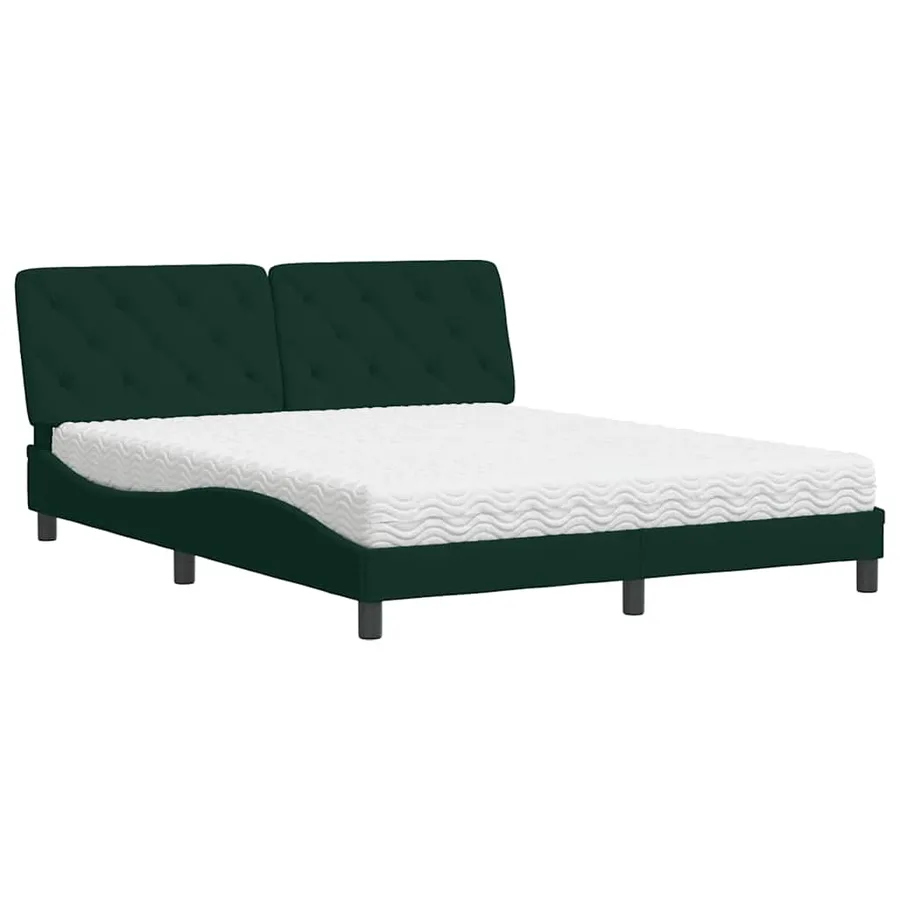 Lit avec matelas vert foncé 160x200 cm velours - 2