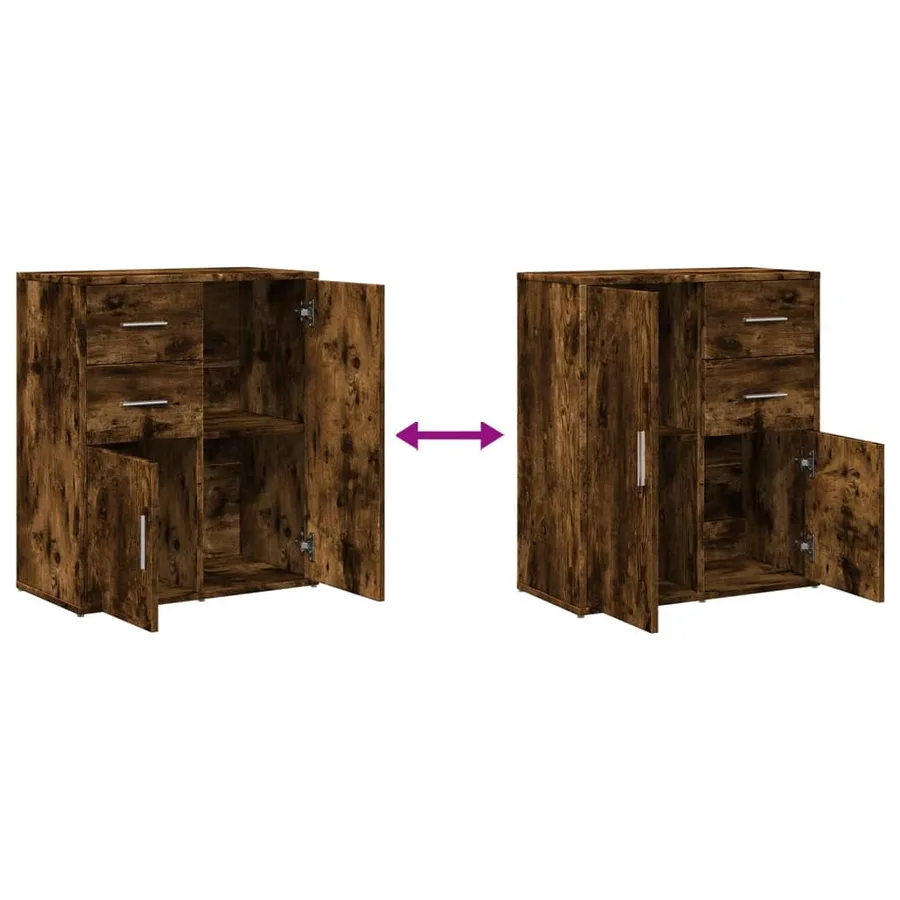 Buffets 2 pcs chêne fumé 60x31x70 cm bois d'ingénierie - 8