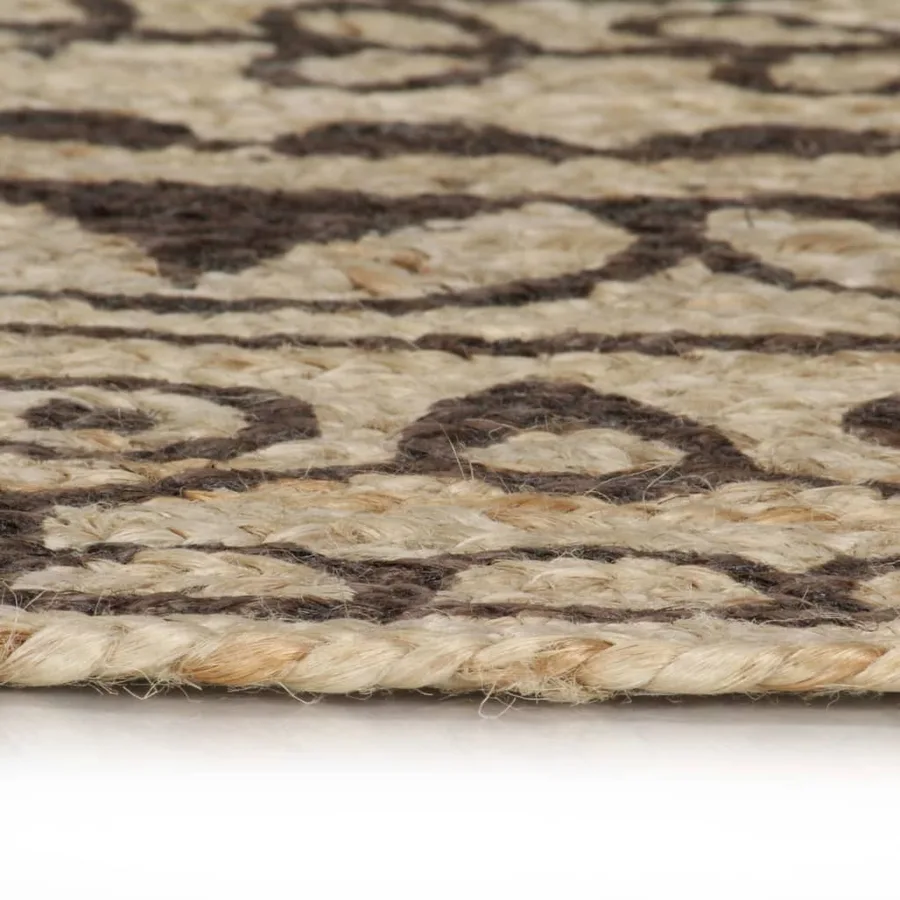 Tapis fait à la main Jute avec imprimé marron foncé 150 cm - 3