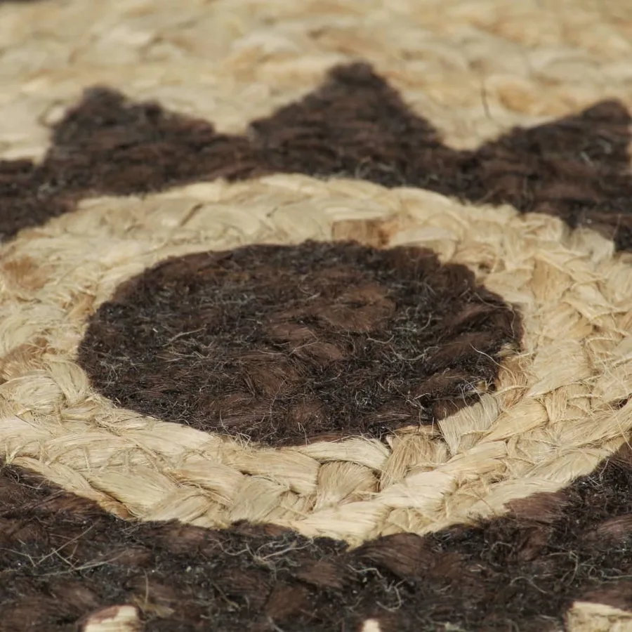 Tapis fait à la main Jute avec imprimé marron foncé 150 cm - 5