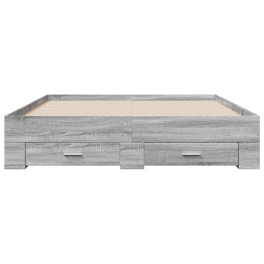 Cadre de lit avec tiroirs sans matelas sonoma gris 160x200 cm - 4