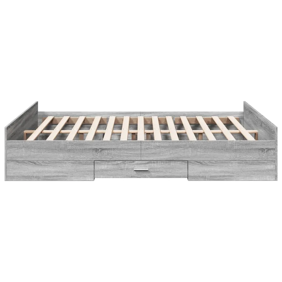 Cadre de lit avec tiroirs sans matelas sonoma gris 140x200 cm - 5
