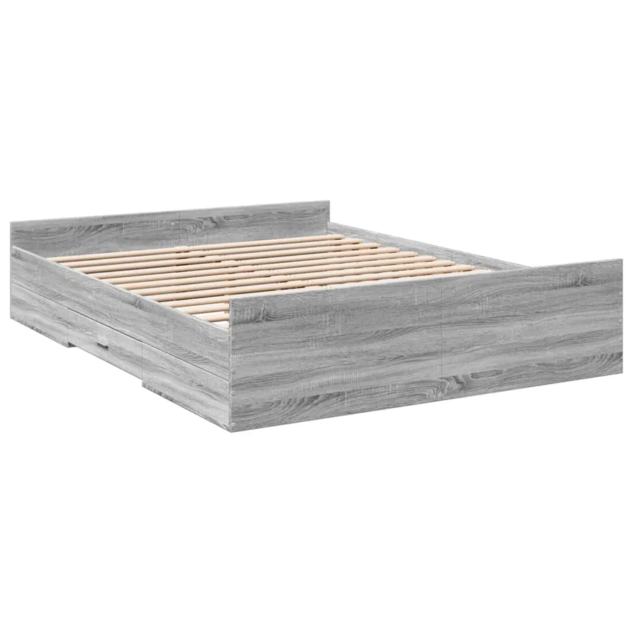 Cadre de lit avec tiroirs sans matelas sonoma gris 140x200 cm - 6