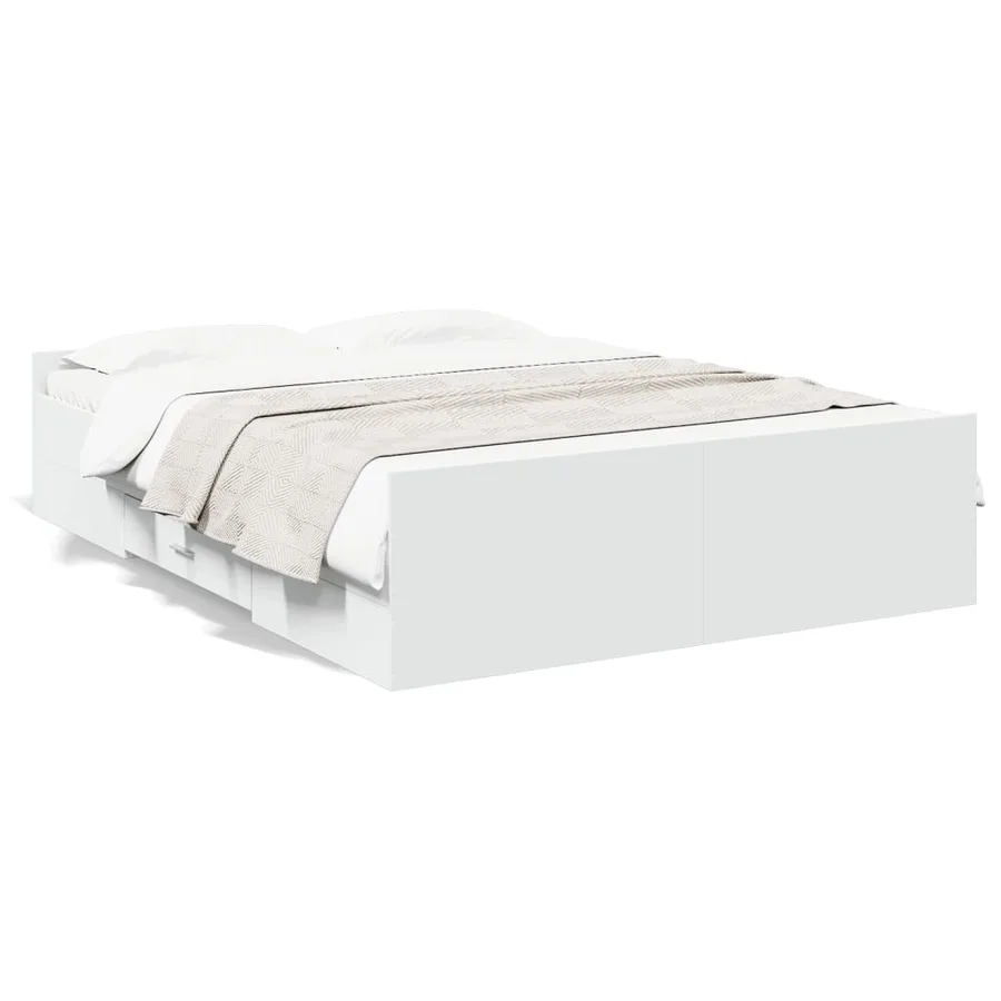 Cadre de lit avec tiroirs sans matelas blanc 135x190 cm - 2
