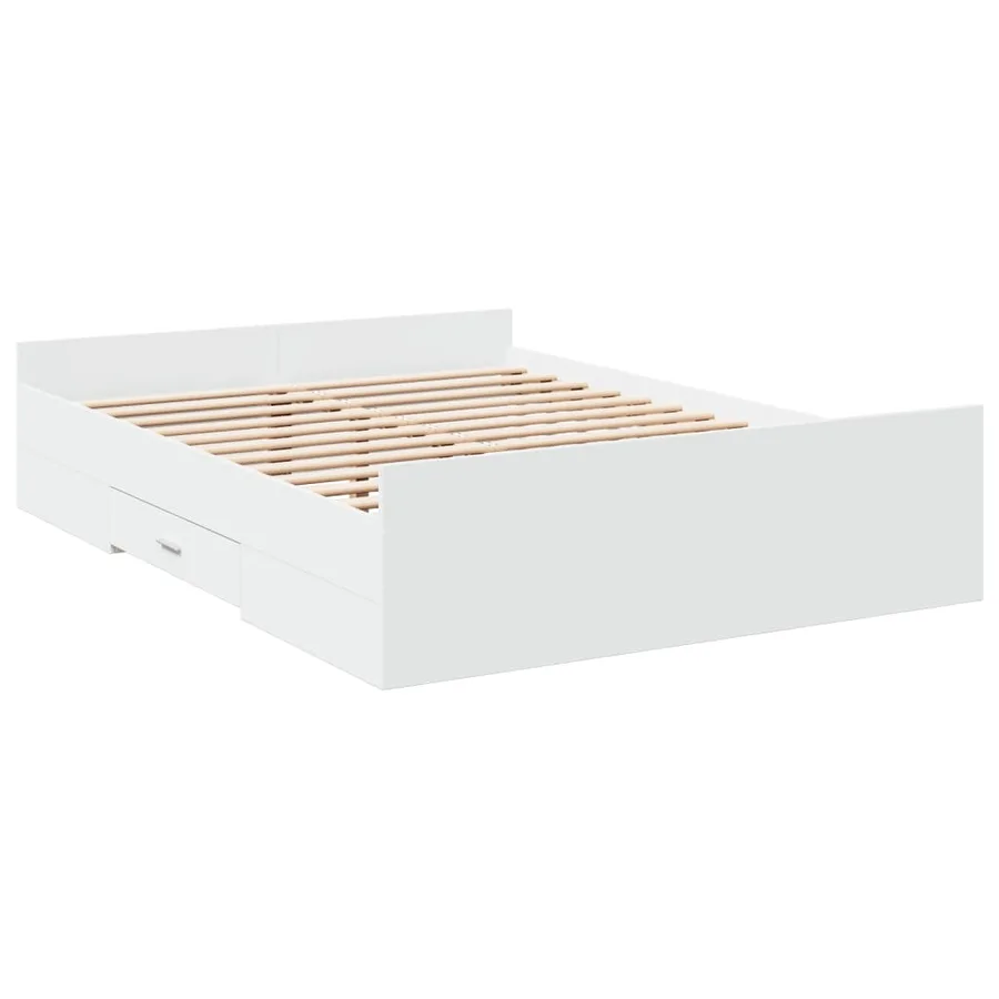 Cadre de lit avec tiroirs sans matelas blanc 135x190 cm - 6