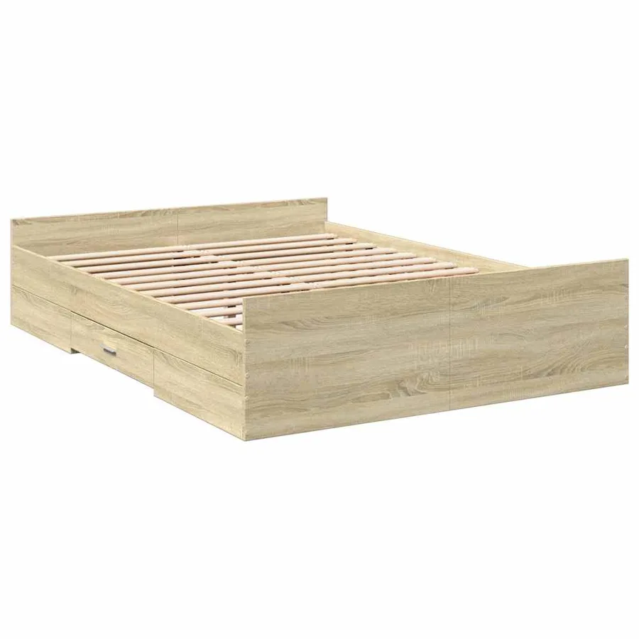 Cadre de lit avec tiroirs sans matelas chêne sonoma 120x200 cm - 3