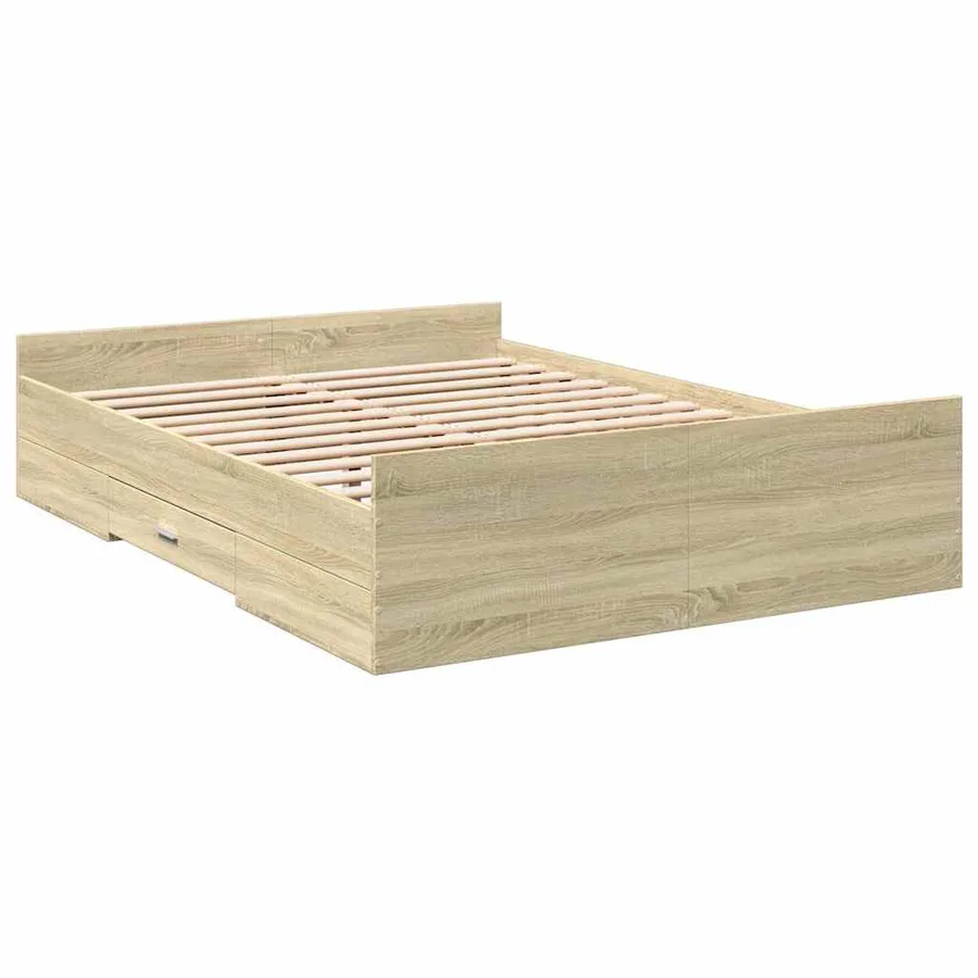 Cadre de lit avec tiroirs sans matelas chêne sonoma 120x200 cm - 6