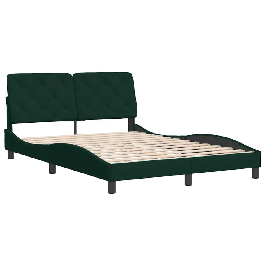 Cadre de lit sans matelas vert foncé 140x190 cm velours - 3