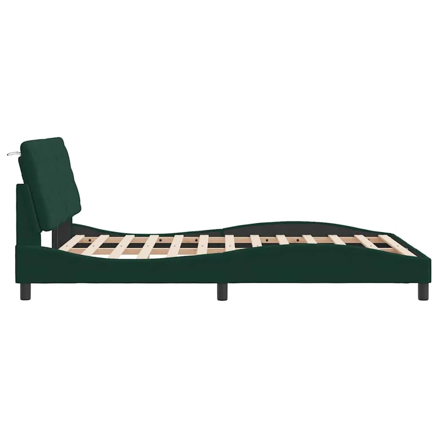 Cadre de lit sans matelas vert foncé 140x190 cm velours - 6