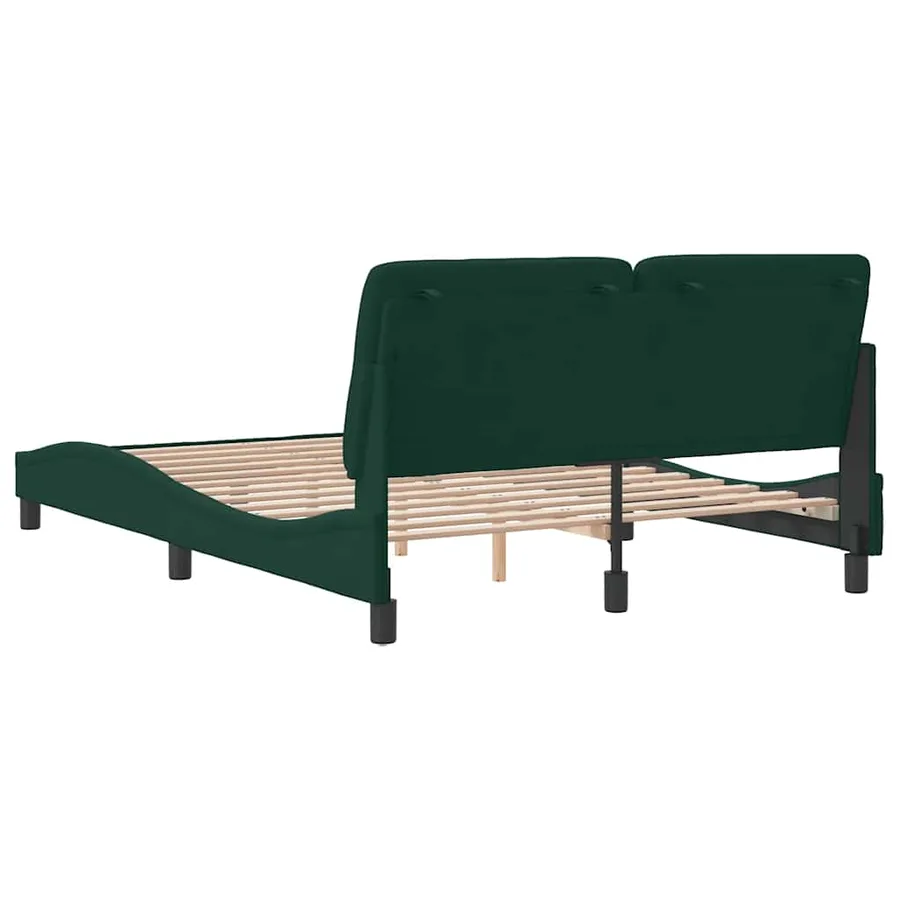 Cadre de lit sans matelas vert foncé 140x190 cm velours - 7