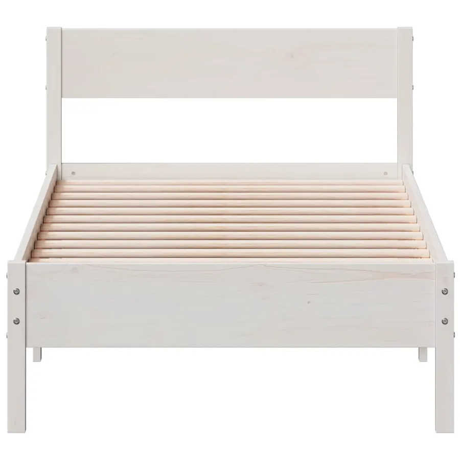 Cadre de lit sans matelas blanc 75x190 cm bois de pin massif - 4