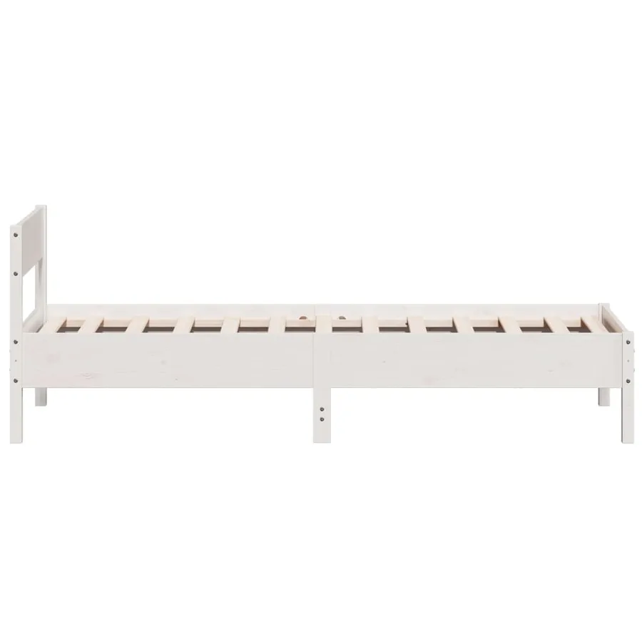 Cadre de lit sans matelas blanc 75x190 cm bois de pin massif - 5