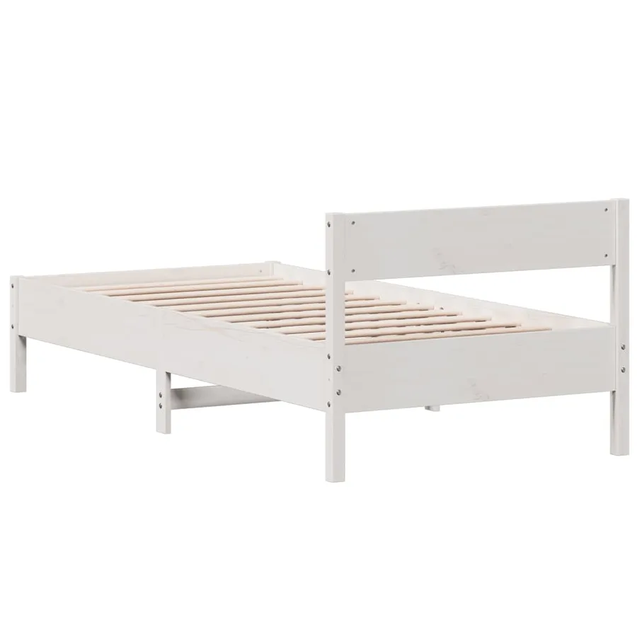 Cadre de lit sans matelas blanc 75x190 cm bois de pin massif - 6
