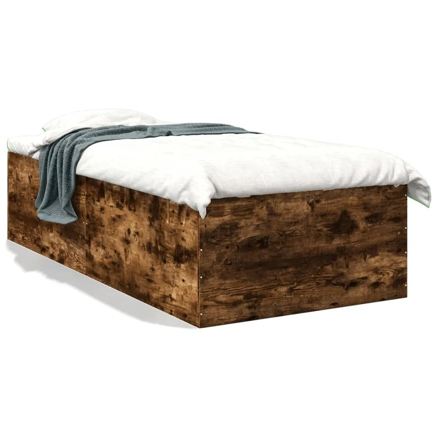 Cadre de lit sans matelas chêne fumé 100x200 cm - 2