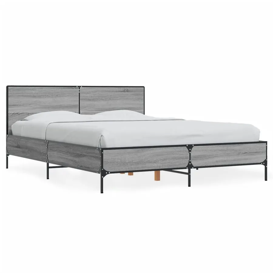Cadre de lit sans matelas sonoma gris 120x190 cm - 2