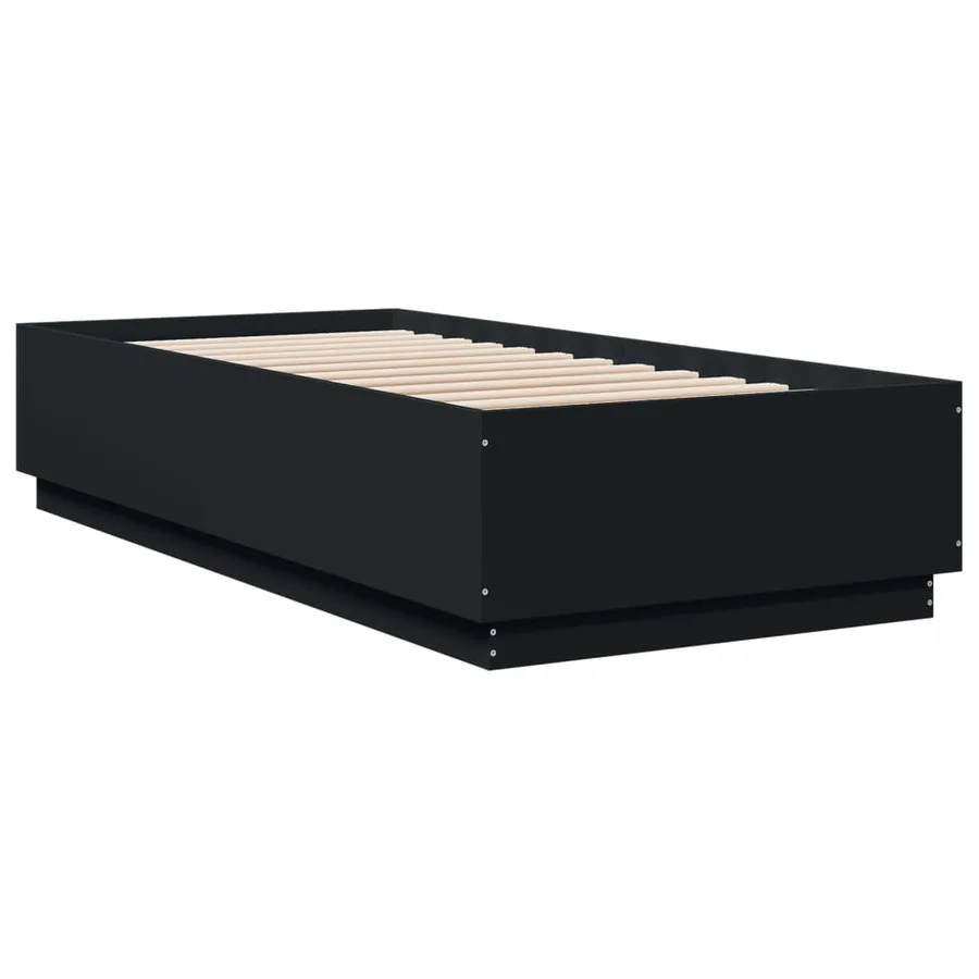 Cadre de lit sans matelas noir 90x200 cm - 3
