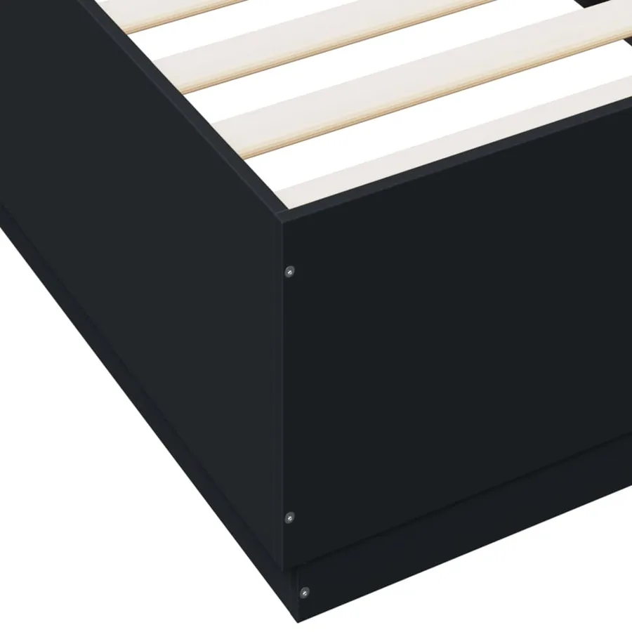 Cadre de lit sans matelas noir 90x200 cm - 7