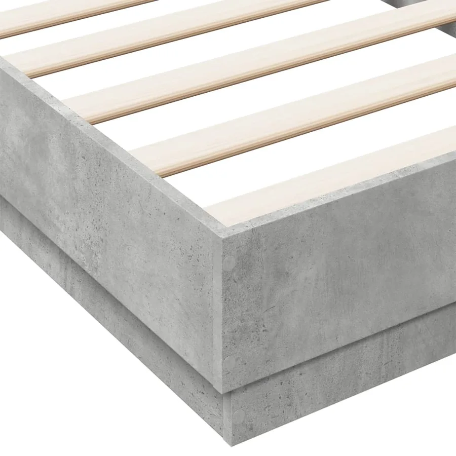 Cadre de lit sans matelas gris béton 75x190 cm - 7