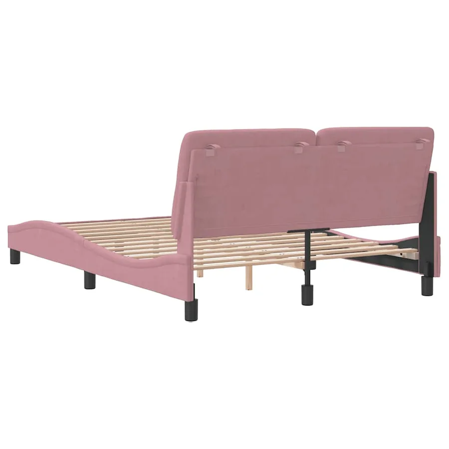 Cadre de lit sans matelas rose 140x190 cm velours - 7