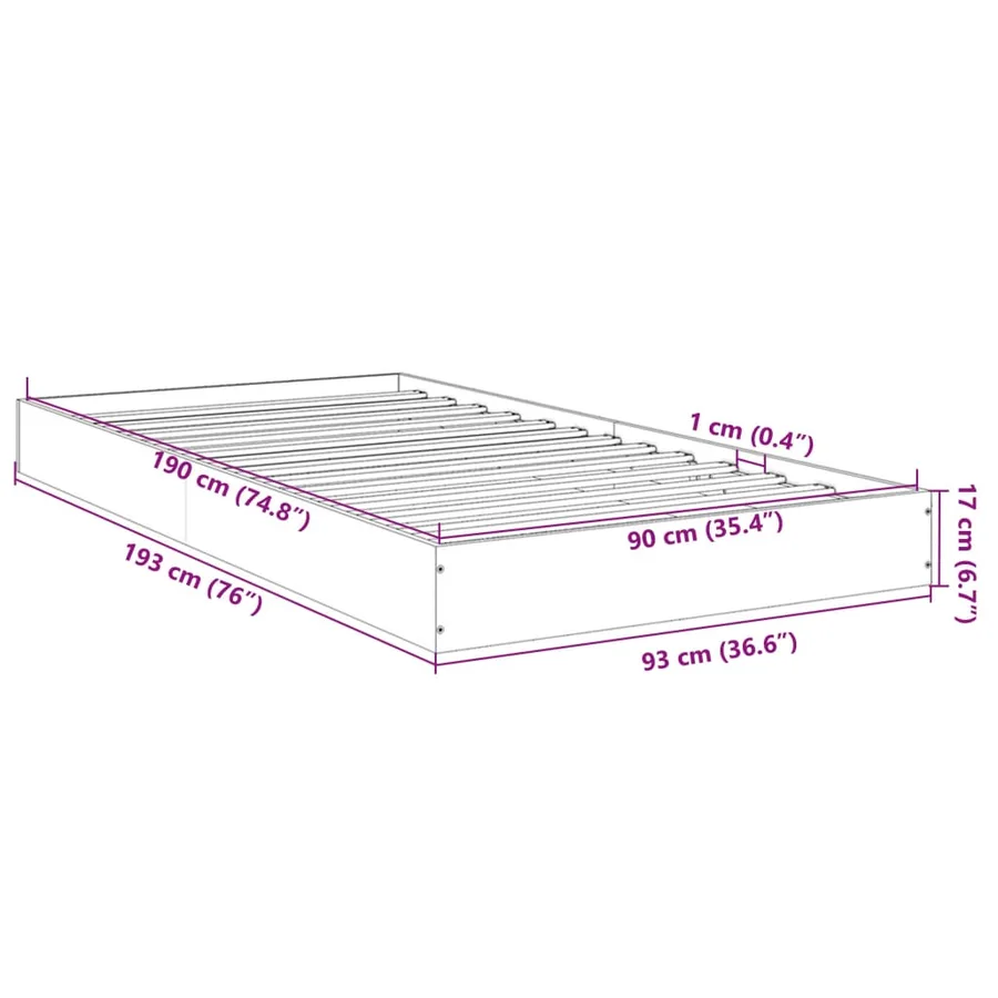 Cadre de lit sans matelas blanc 90x190 cm bois d'ingénierie - 10