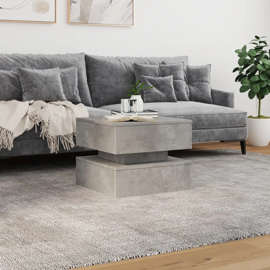 Table basse avec lumières LED gris béton 50x50x40 cm - 4