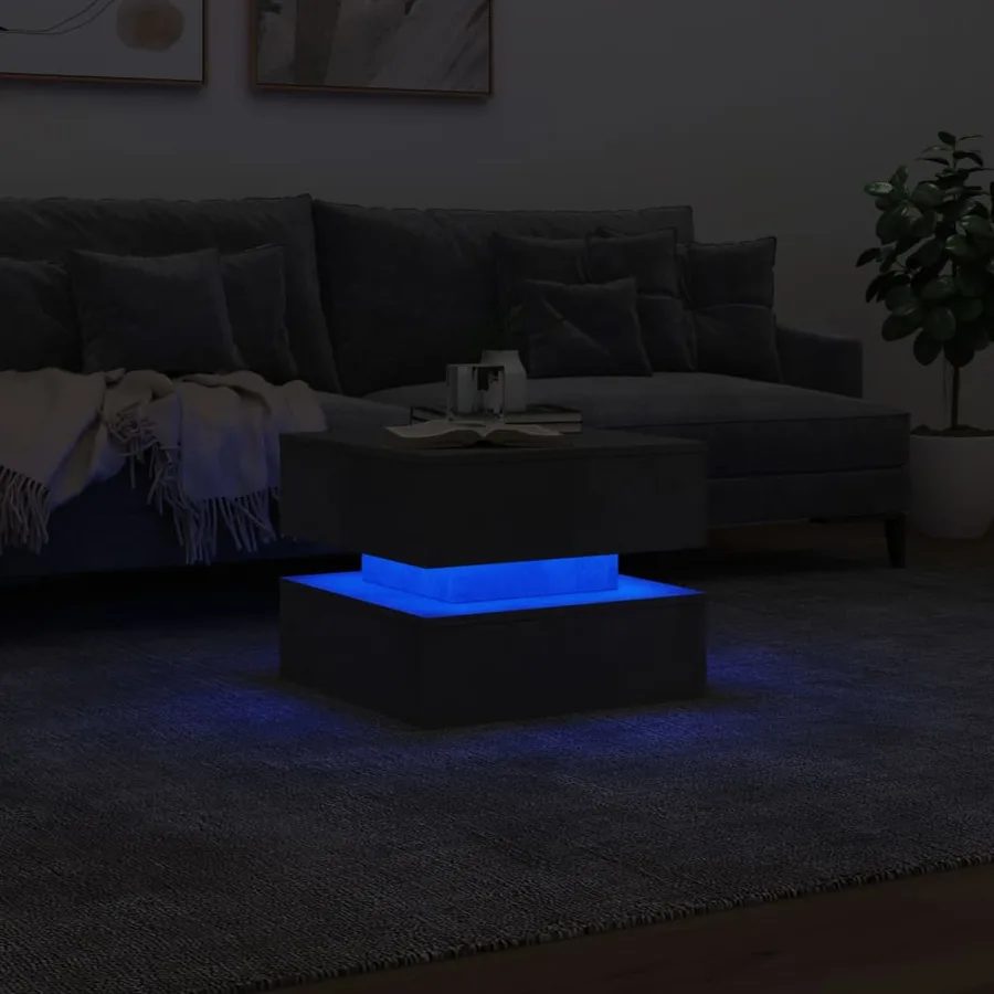 Table basse avec lumières LED gris béton 50x50x40 cm - 5