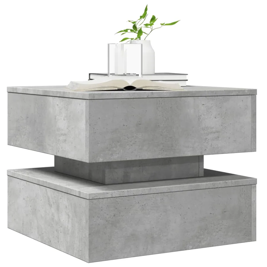 Table basse avec lumières LED gris béton 50x50x40 cm - 6