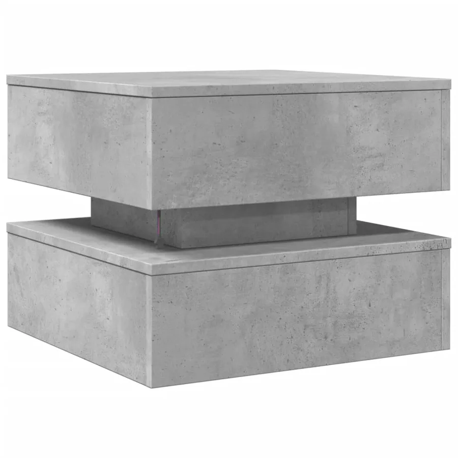 Table basse avec lumières LED gris béton 50x50x40 cm - 9