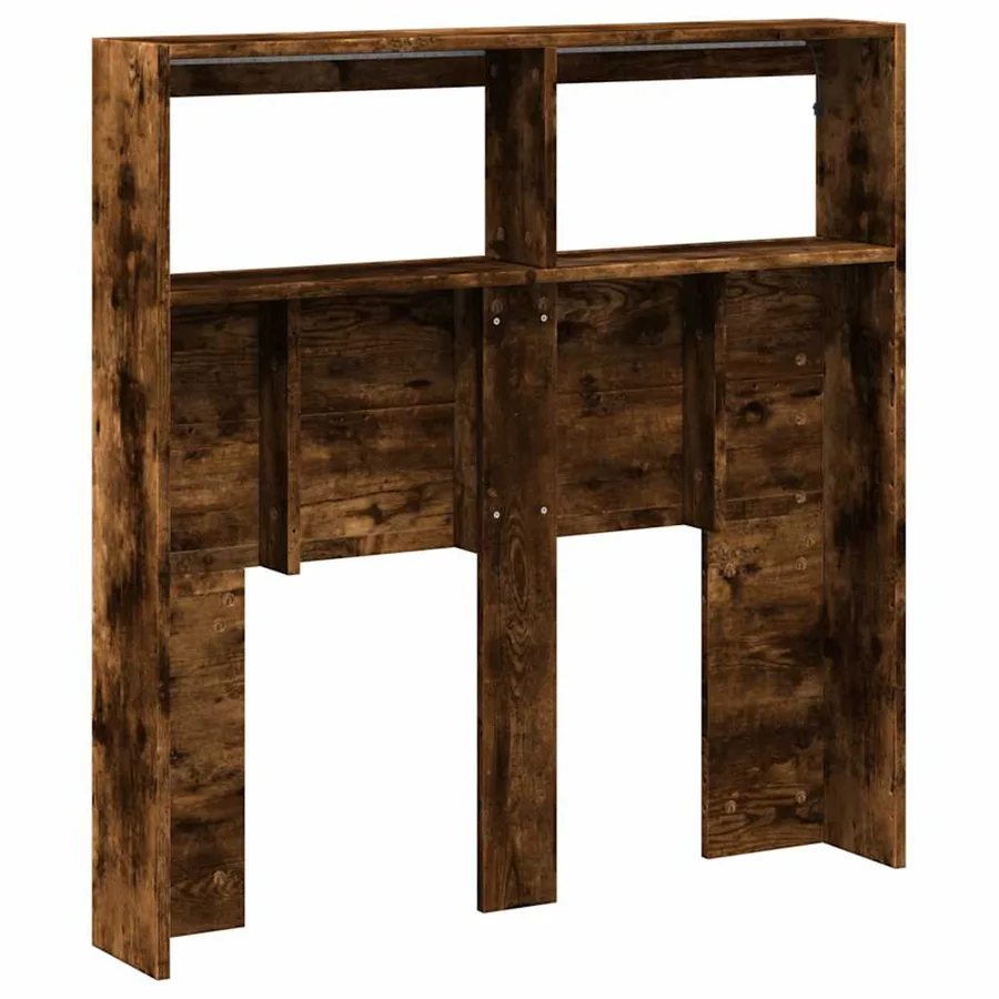 Armoire tête de lit avec LED chêne fumé 100x17x102 cm - 8
