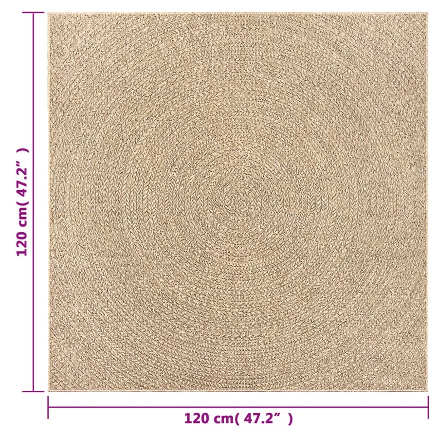 Tapis ZIZUR 120x120 cm aspect de jute intérieur et extérieur - 8