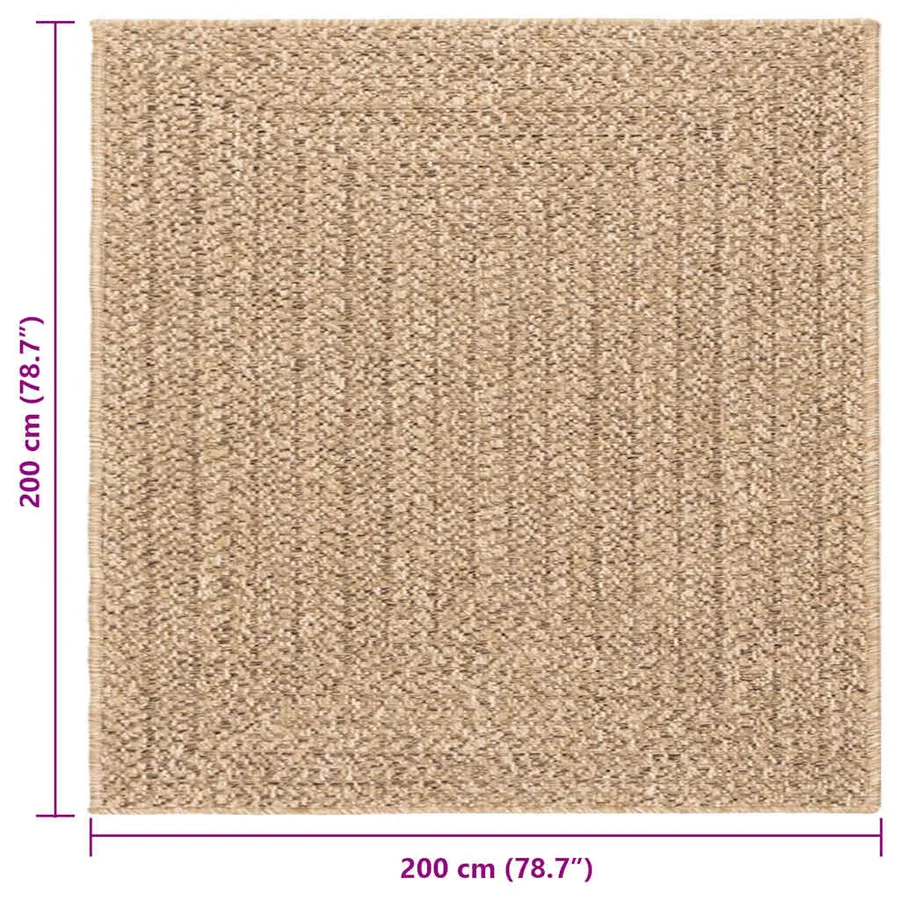 Tapis ZIZUR 200x200 cm aspect de jute intérieur et extérieur - 8