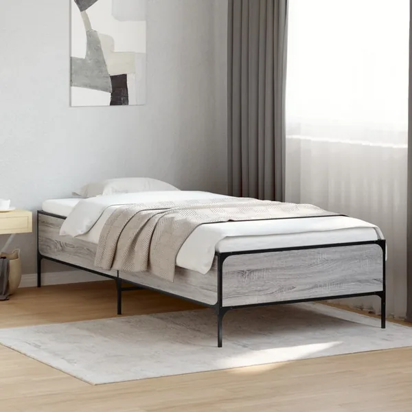Cadre de lit sans matelas sonoma gris 75x190 cm