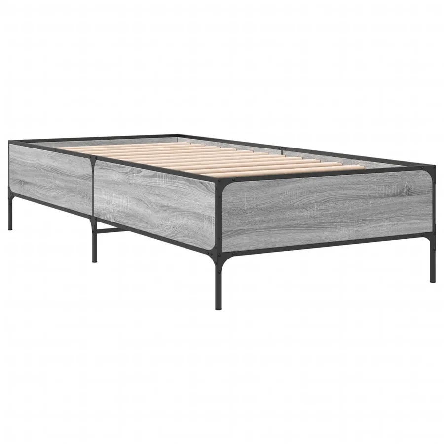 Cadre de lit sans matelas sonoma gris 75x190 cm - 6