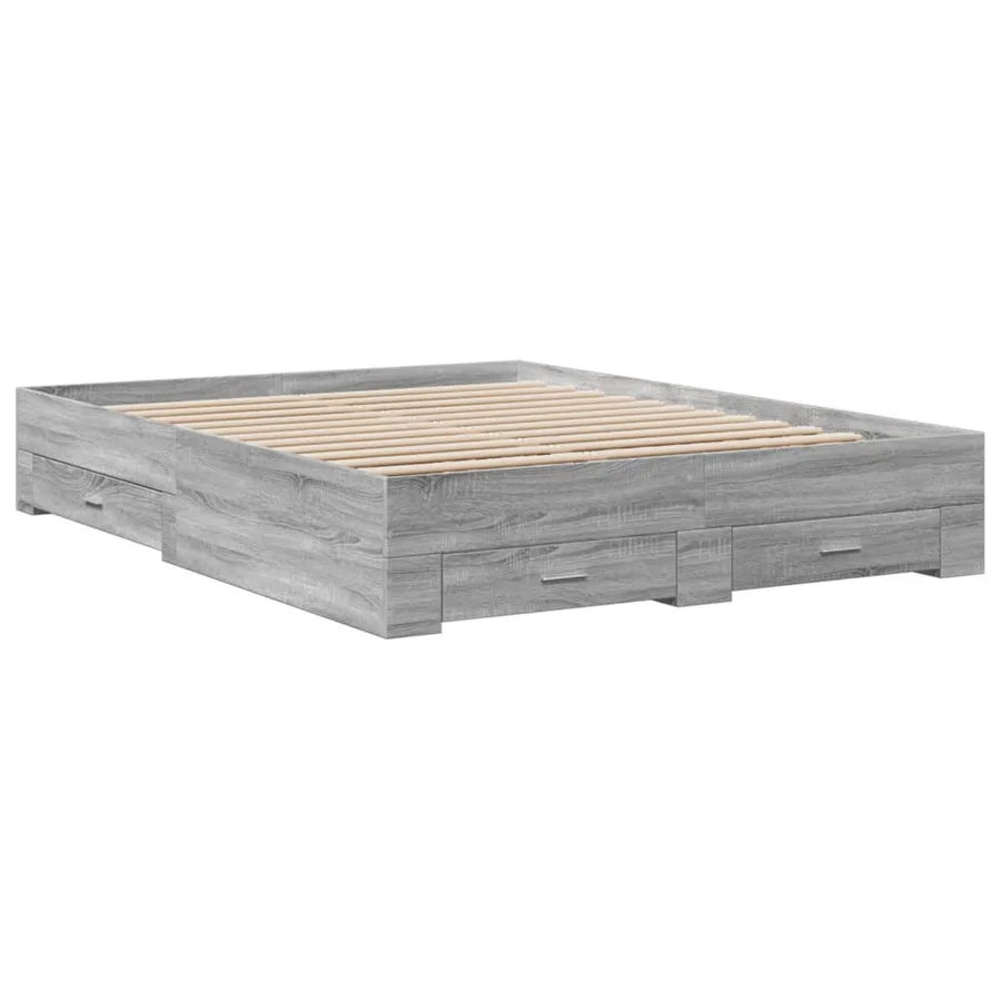 Cadre de lit avec tiroirs sans matelas sonoma gris 140x200 cm - 3