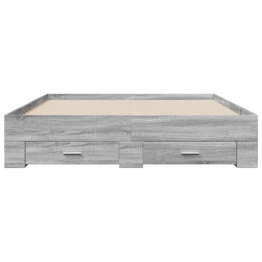 Cadre de lit avec tiroirs sans matelas sonoma gris 140x200 cm - 4