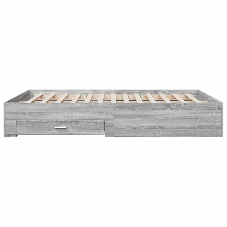 Cadre de lit avec tiroirs sans matelas sonoma gris 140x200 cm - 5