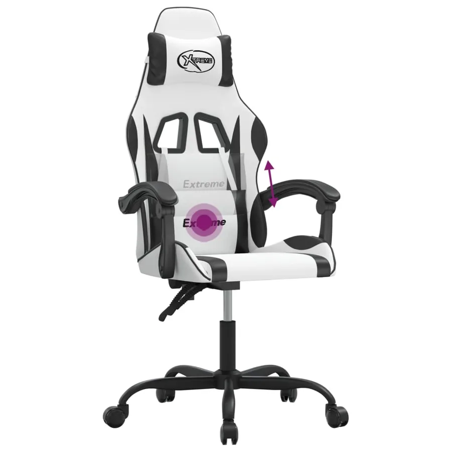 Chaise de jeu pivotante Blanc et noir Similicuir - 11