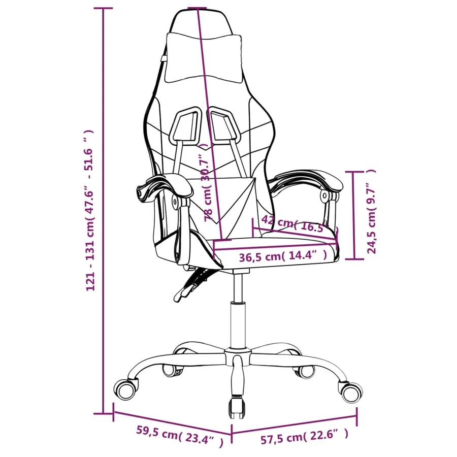 Chaise de jeu pivotante Blanc et noir Similicuir - 14