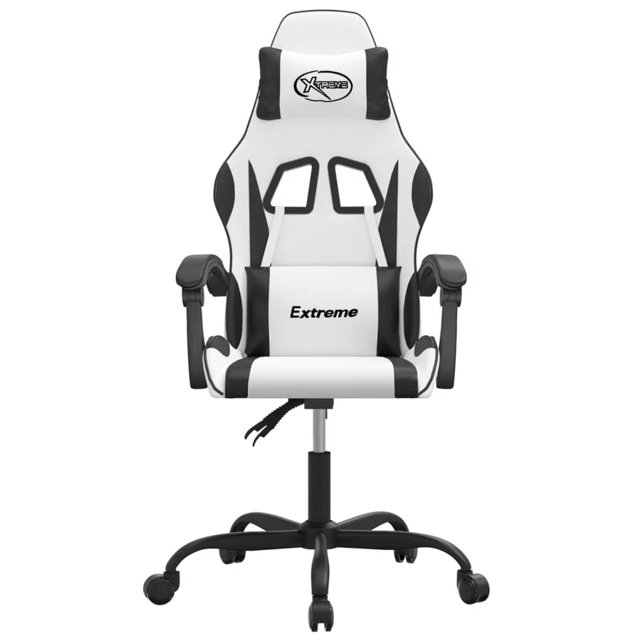 Chaise de jeu pivotante Blanc et noir Similicuir - 3