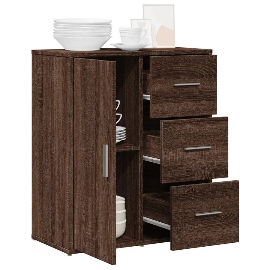 Buffet chêne marron 60x31x70 cm bois d'ingénierie - 4