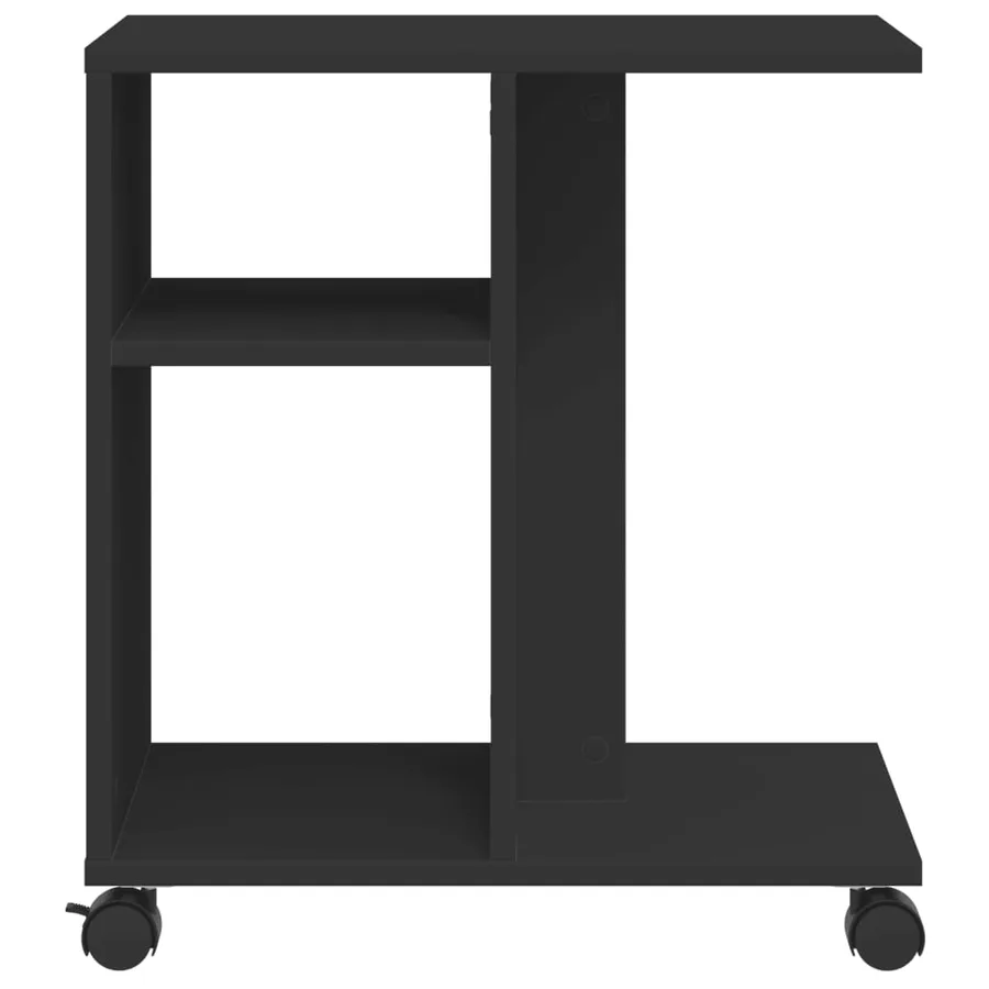 Table d'appoint avec roues noir 50x30x55 cm bois d'ingénierie - 5