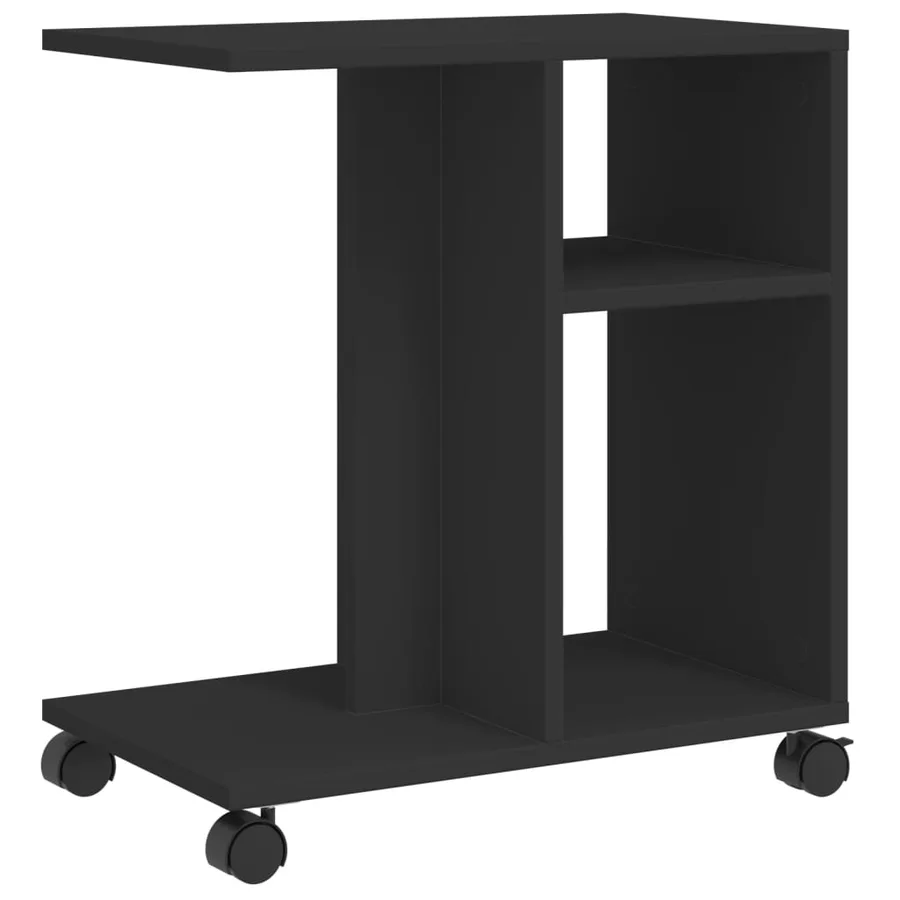 Table d'appoint avec roues noir 50x30x55 cm bois d'ingénierie - 7