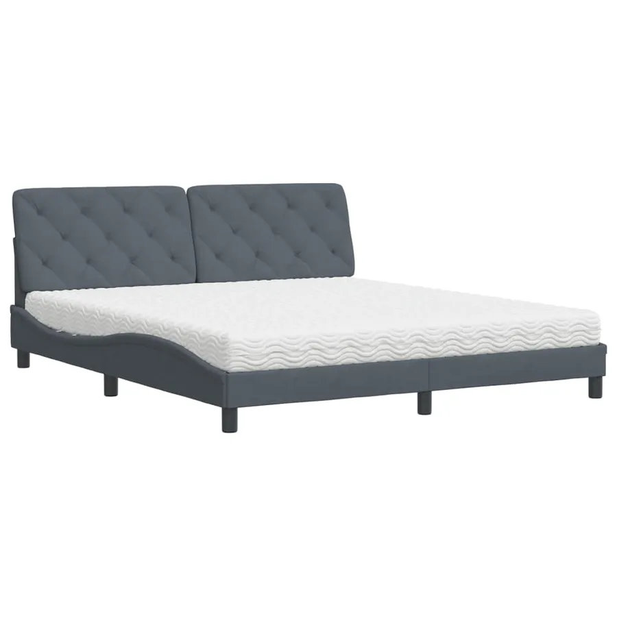 Lit avec matelas gris foncé 180x200 cm velours - 2
