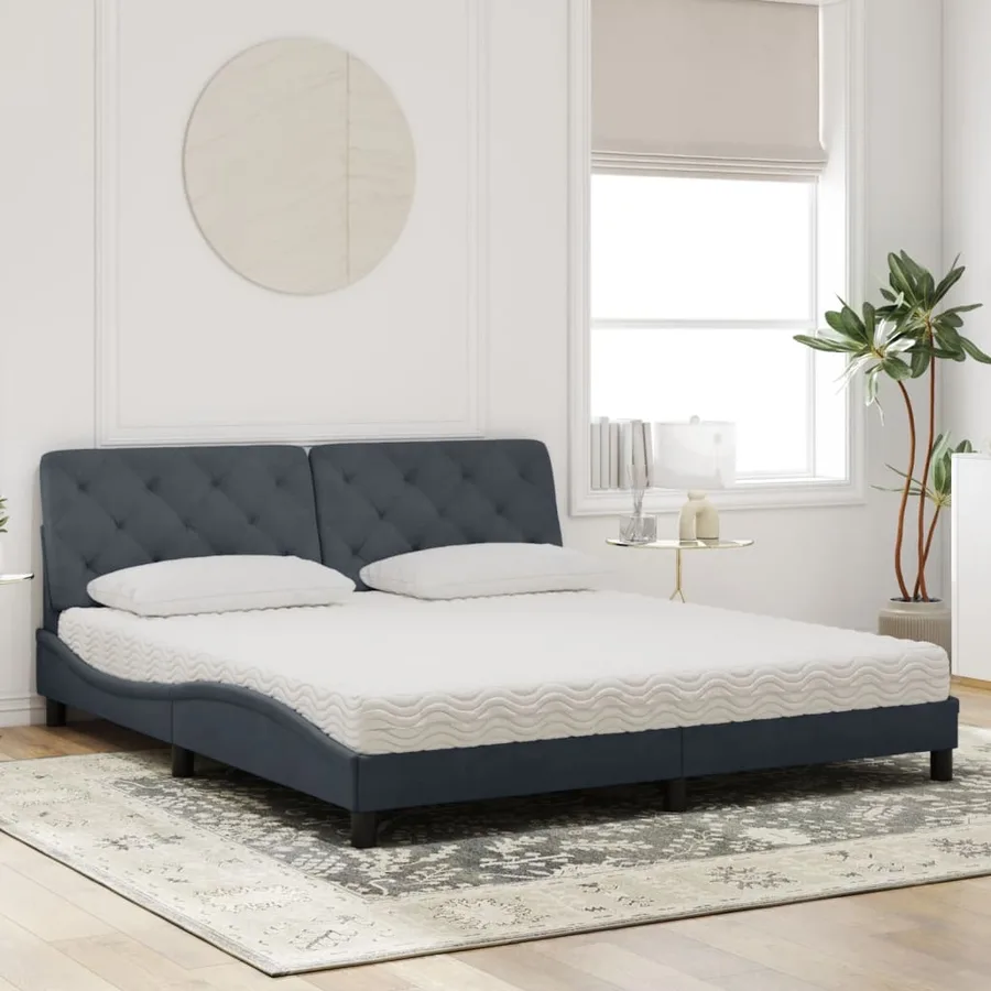 Lit avec matelas gris foncé 180x200 cm velours - 3